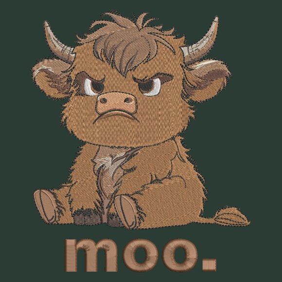 Grumpy Highland Cow Embroidered Adult Unisex Crewneck Sweatshirt - Picture 7 of 16